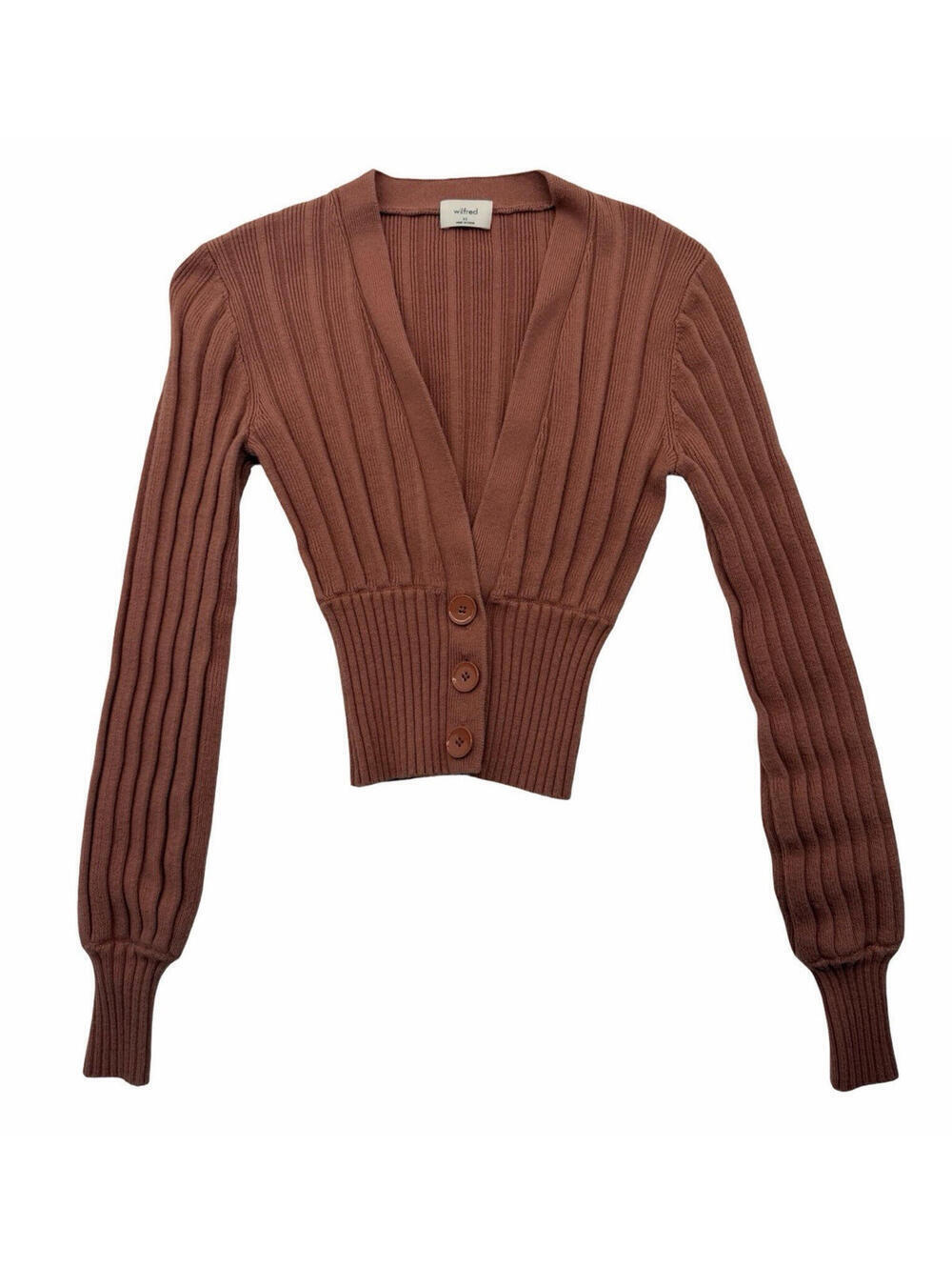 Aritzia Wilfred Merino Wool Plunge Front V-Neck Cardigan Sweater Pink Size XS